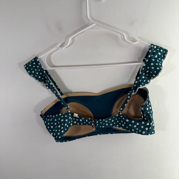 Summersalt Oasis Teal White Polka Dot Ruffle Bikini Top Size 8 - Picture 4 of 7